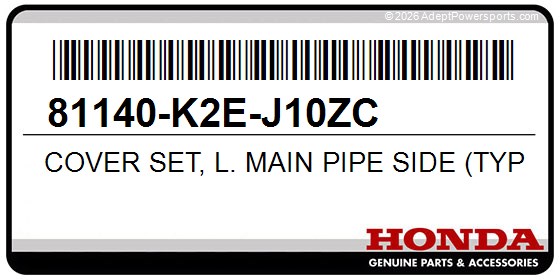 Honda 81140-K2E-J10ZC Cover Set, L. Main Pipe Side (Type2) (Wl)