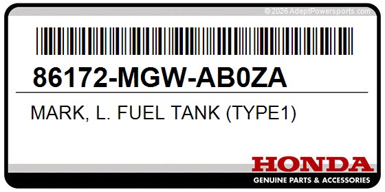 Honda 86172-MGW-AB0ZA Mark, L. Fuel Tank (Type1)