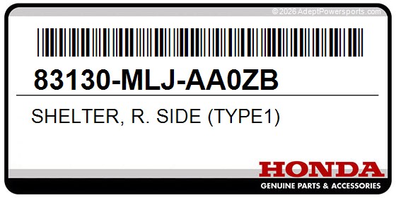 Honda 83130-MLJ-AA0ZB Shelter, R. Side (Type1)