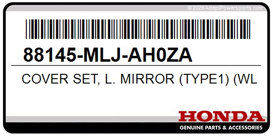 Honda 88145-MLJ-AH0ZA Cover Set, L. Mirror (Type1) (Wl)