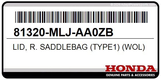 Honda 81320-MLJ-AA0ZB Lid, R. Saddlebag (Type1) (Wol)