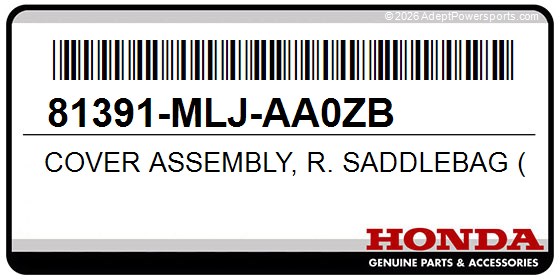 Honda 81391-MLJ-AA0ZB Cover Assembly, R. Saddlebag (Upper) (Type1)