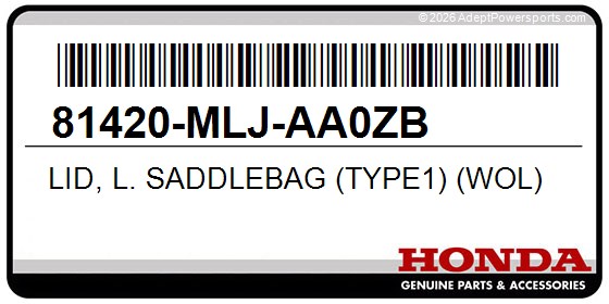 Honda 81420-MLJ-AA0ZB Lid, L. Saddlebag (Type1) (Wol)