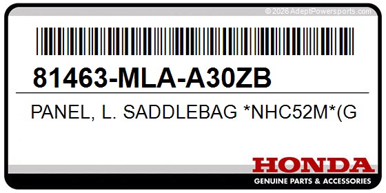 Honda 81463-MLA-A30ZB Panel, L. Saddlebag *Nhc52m*(Gunmetal Black Metallic)