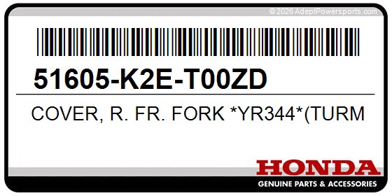 Honda 51605-K2E-T00ZD Cover, R. Fr. Fork *Yr344*(Turmeric Yellow)