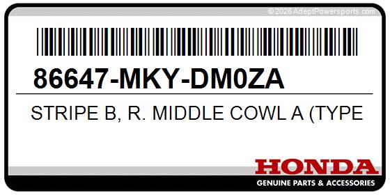 Honda 86647-MKY-DM0ZA Stripe B, R. Middle Cowl A (Type1)