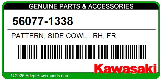 Kawasaki 56077-1338 Pattern, Side Cowl., Rh, Fr