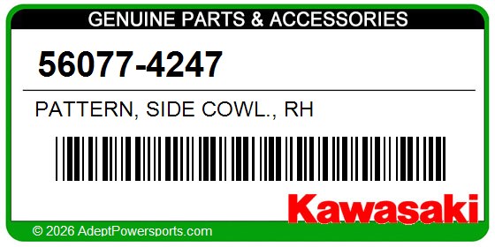 Kawasaki 56077-4247 Pattern, Side Cowl., Rh