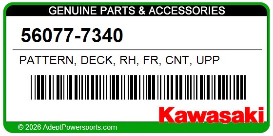 Kawasaki 56077-7340 Pattern, Deck, Rh, Fr, Cnt, Upp