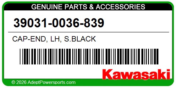 Kawasaki 39031-0036-839 Cap-End, Lh, S.Black
