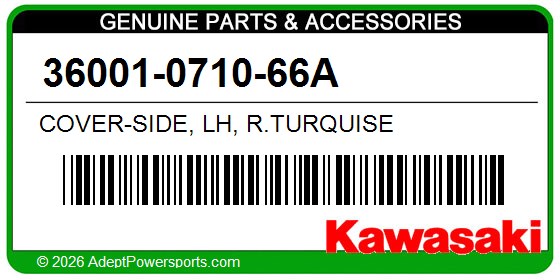 Kawasaki 36001-0710-66A Cover-Side, Lh, R.Turquise