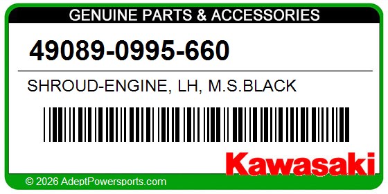 Kawasaki 49089-0995-660 Shroud-Engine, Lh, M.S.Black