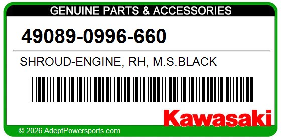 Kawasaki 49089-0996-660 Shroud-Engine, Rh, M.S.Black