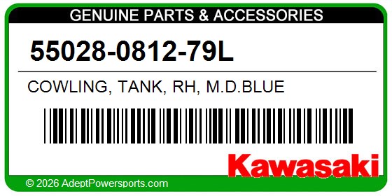 Kawasaki 55028-0812-79L Cowling, Tank, Rh, M.D.Blue