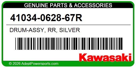 Kawasaki 41034-0628-67R Drum-Assy, Rr, Silver