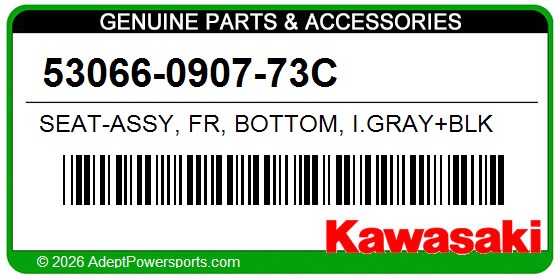 Kawasaki 53066-0907-73C Seat-Assy, Fr, Bottom, I.Gray+Blk