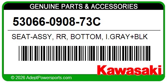 Kawasaki 53066-0908-73C Seat-Assy, Rr, Bottom, I.Gray+Blk