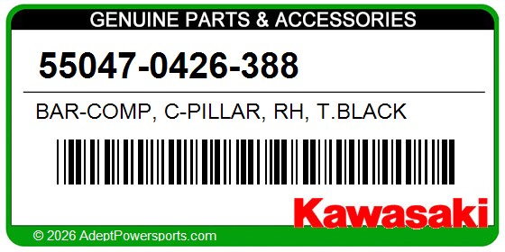 Kawasaki 55047-0426-388 Bar-Comp, C-Pillar, Rh, T.Black