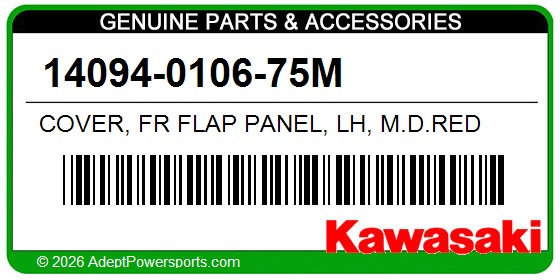 Kawasaki 14094-0106-75M Cover, Fr Flap Panel, Lh, M.D.Red