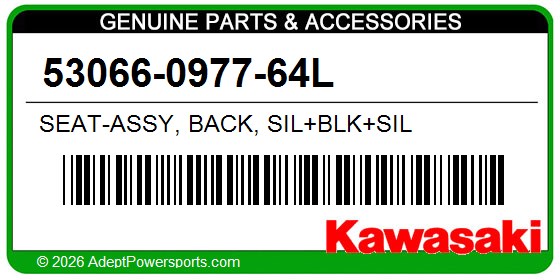 Kawasaki 53066-0977-64L Seat-Assy, Back, Sil+Blk+Sil