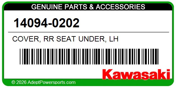 Kawasaki 14094-0202 Cover, Rr Seat Under, Lh