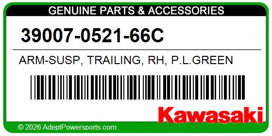 Kawasaki 39007-0521-66C Arm-Susp, Trailing, Rh, P.L.Green