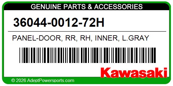 Kawasaki 36044-0012-72H Panel-Door, Rr, Rh, Inner, L.Gray