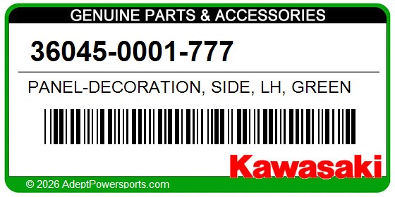 Kawasaki 36045-0001-777 Panel-Decoration, Side, Lh, Green