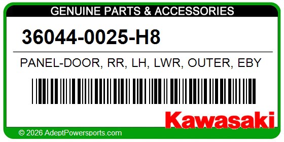 Kawasaki 36044-0025-H8 Panel-Door, Rr, Lh, Lwr, Outer, Eby