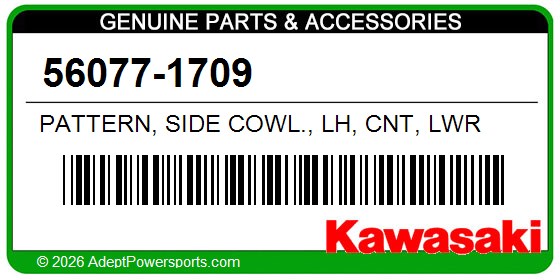 Kawasaki 56077-1709 Pattern, Side Cowl., Lh, Cnt, Lwr