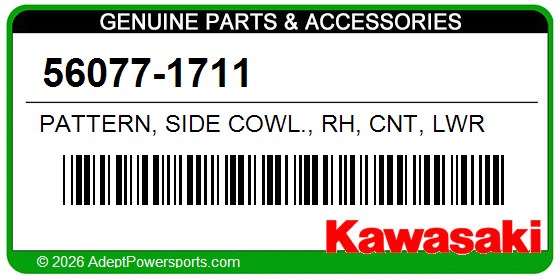 Kawasaki 56077-1711 Pattern, Side Cowl., Rh, Cnt, Lwr