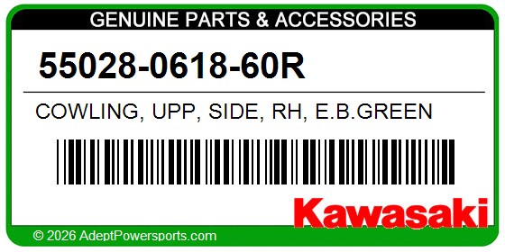Kawasaki 55028-0618-60R Cowling, Upp, Side, Rh, E.B.Green