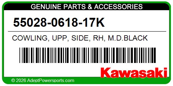 Kawasaki 55028-0618-17K Cowling, Upp, Side, Rh, M.D.Black