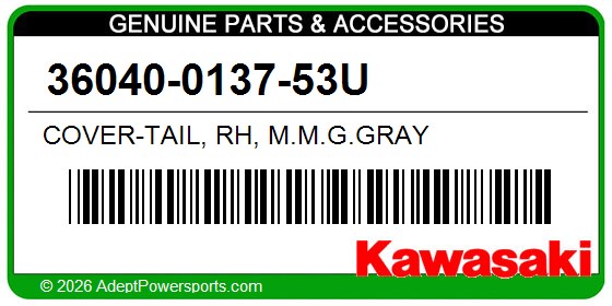 Kawasaki 36040-0137-53U Cover-Tail, Rh, M.M.G.Gray