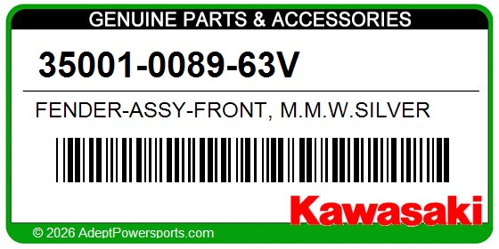Kawasaki 35001-0089-63V Fender-Assy-Front, M.M.W.Silver