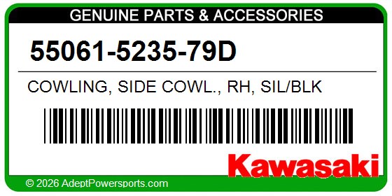 Kawasaki 55061-5235-79D Cowling, Side Cowl., Rh, Sil/Blk