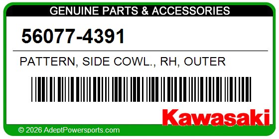 Kawasaki 56077-4391 Pattern, Side Cowl., Rh, Outer