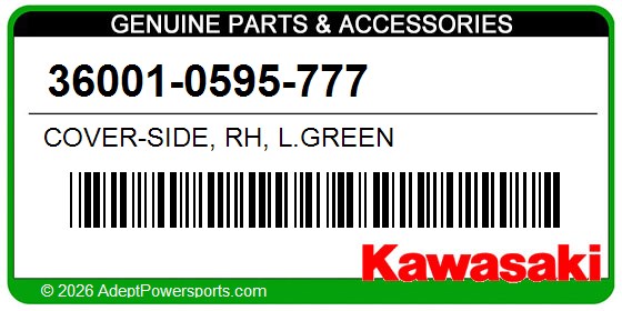 Kawasaki 36001-0595-777 Cover-Side, Rh, L.Green
