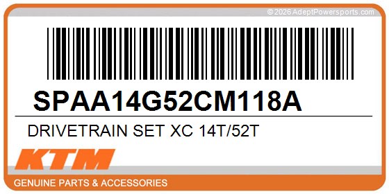 KTM SPAA14G52CM118A Drivetrain Set Xc 14T/52T