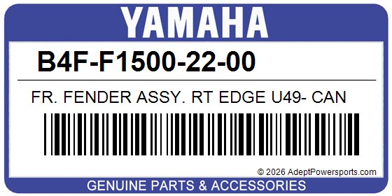 Yamaha B4F-F1500-22-00 Fr. Fender Assy. Rt Edge U49- Can