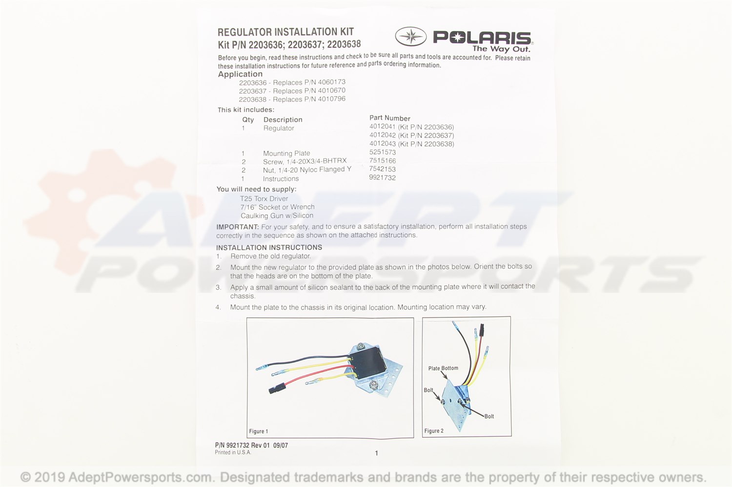 Polaris 2203638 Rectifier, Regulator, Lr, 390