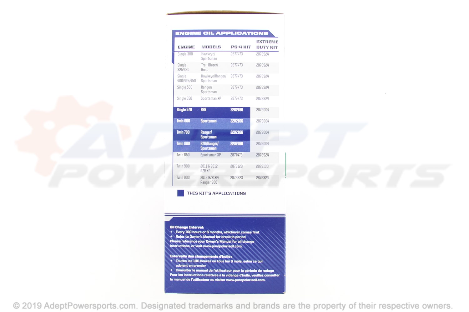 Polaris 2202166 Kit, Oil, Change