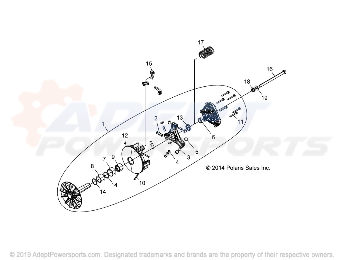 Polaris 1323130 Asm-Drive, Clutch, Basic, Bearing